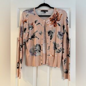 WHBM Pink and Black Floral Sweater. Sz M